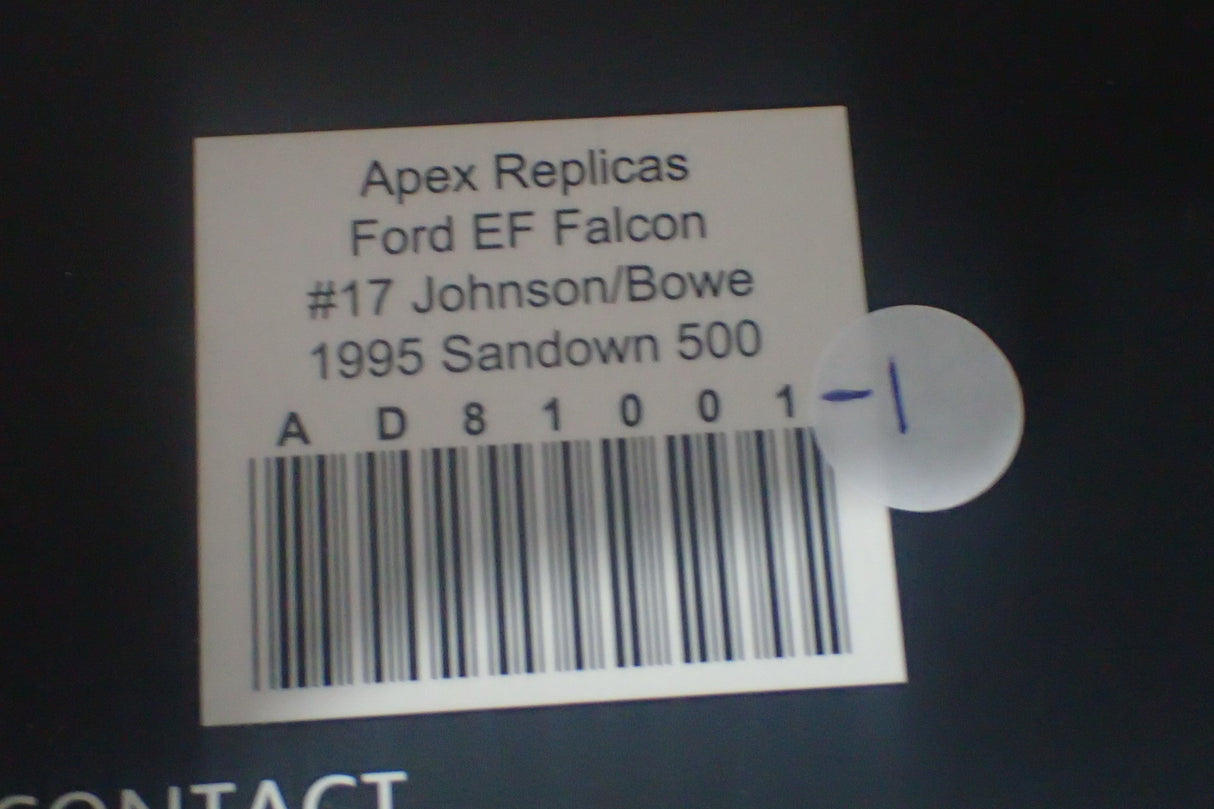 APEX AD81001 -1 - Diecast 1/18 Scale Ford EB Falcon 1993 Tooheys 1000 Johnson/Bowe #17