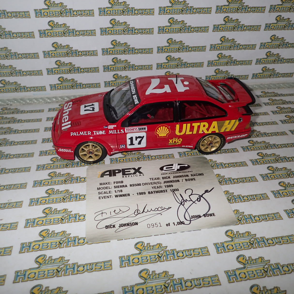 Apex Replicas Resale AD81104 - 1/18 Scale DJR Dick Johnson Racing #17 Johnson/Bowe Winner Bathurst 1989 Diecast Scale Model Replica