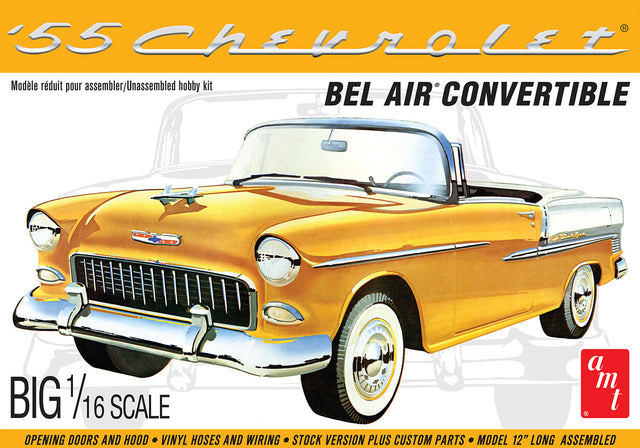 AMT 1134 - 1/16 Scale 1955 Chevy Bel Air Convertible Plastic Model Kit