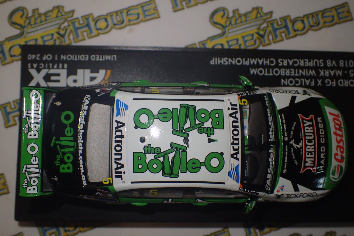Apex Replicas AR41429 - 1/43 Scale - The Bottle-O Racing Team Ford FG-X Falcon #5 Mark Winterbottom 2018 V8 Supercars Championship Diecast Scale Model Replica