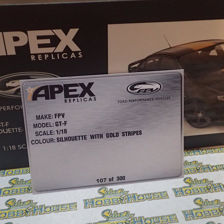 Apex Replicas AR80605 - 1/18 Scale FPV GT-F 2014 in Silhouette with Gold Stipes