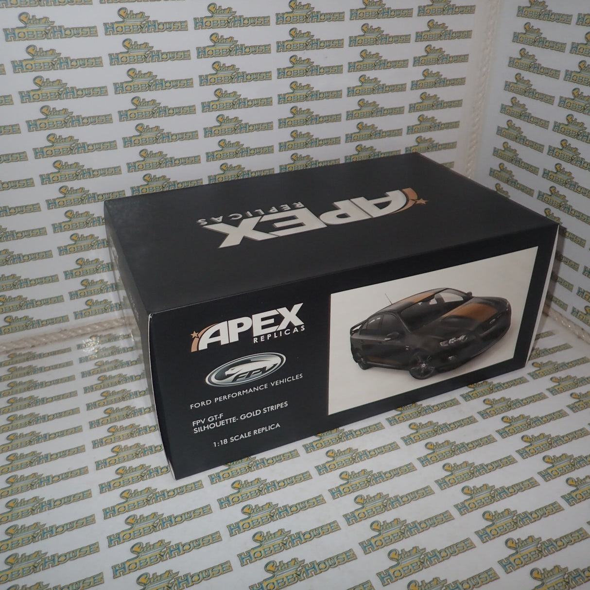 Apex Replicas AR80605 - 1/18 Scale FPV GT-F 2014 in Silhouette with Gold Stipes
