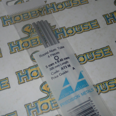 Albion Alloys AT3 M - Precision Metals - Aluminum Round Tube (3mm X 0.45mm) 300mm Long