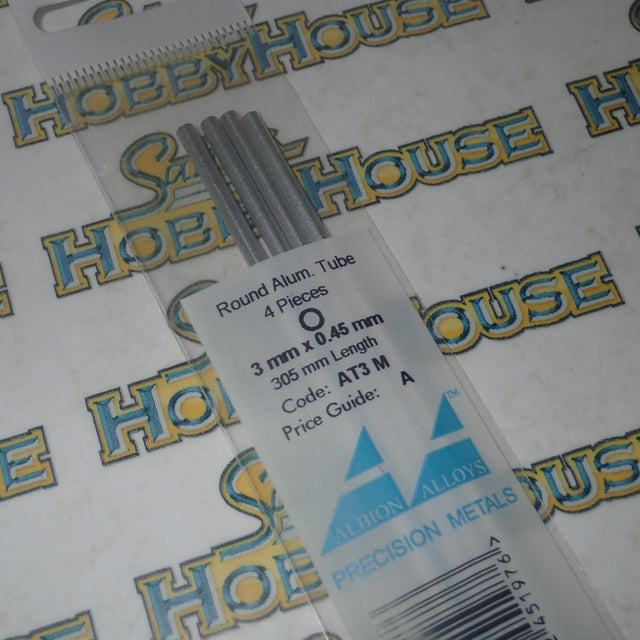 Albion Alloys AT3 M - Precision Metals - Aluminum Round Tube (3mm X 0.45mm) 300mm Long