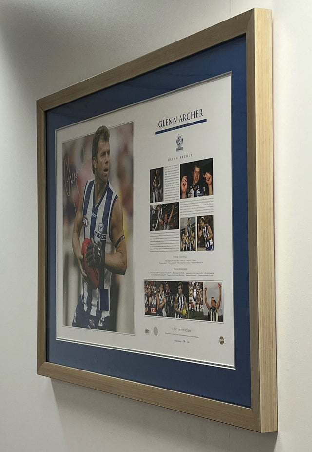 Glenn Archer Kangaroos Shinboner of the Century Featuring swatch of his match worn guernsey from his 300th game