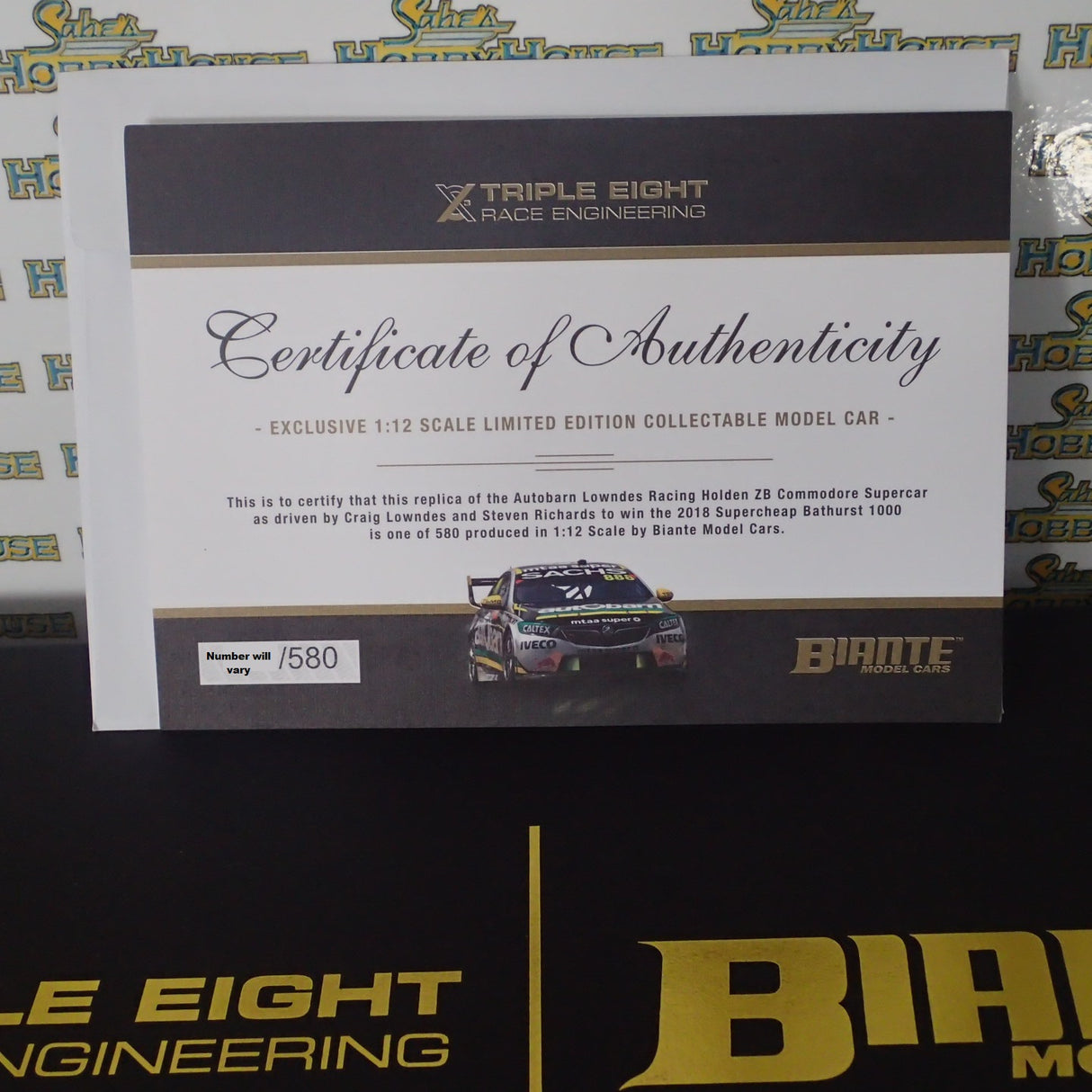 Biante B12H18D - 1/12 Scale Holden ZB Commodore Autobarn Lowndes Racing Model Car Scale Model Replica