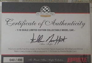 Biante B18F18C - 1/18 Scale Ford FGX Falcon Supercar 1973 Bathurst Winner Retro Livery Diecast Scale Model Replica