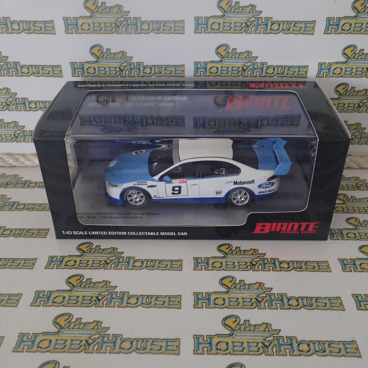 Biante B43F18C – 1/43 Scale Ford FGX Falcon Supercar – 1973 Bathurst Winner Retro Livery Diecast Scale Model Replica