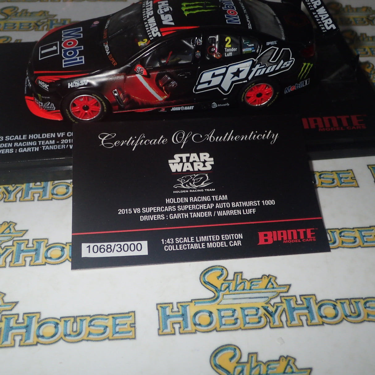 Biante B43H15N - 1/43 Scale Star Wars Livery Holden VF Commodore V8 Supercar Holden Racing Team - 2015 V8 Supercars Supercheap Auto Bathurst 1000 #2 Garth Tander/Warren Luff