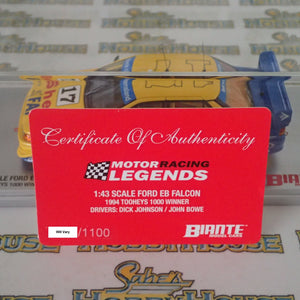 Biante BR43602A – 1/43 Scale Ford EB Falcon 1994 Tooheys 1000 Winner Dick Johnson / John Bowe Diecast Scale Model Replica