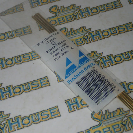 Albion Alloys BT2 M - Precision Metals - Brass Round Tube (2mm X 0.45mm) 305mm Long