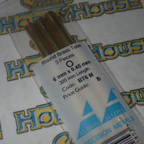 Albion Alloys BT6 M - Precision Metals Brass Round Tube (6mm X 0.45mm) 305mm Long