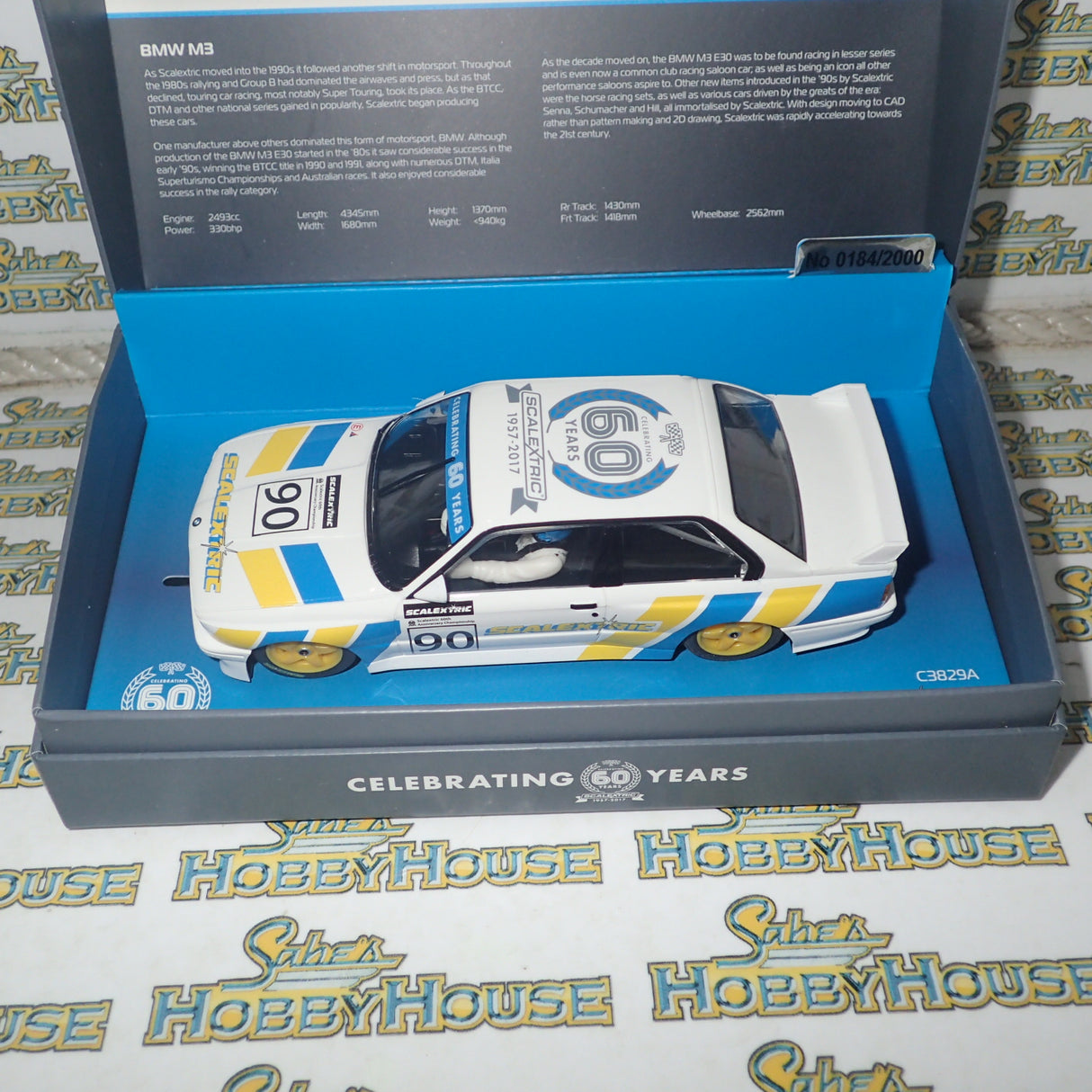 Scalextric C3829AF 60th Anniversary "Car No.3 1990 BMW M3 E30 Slot Car