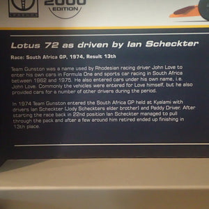 Scalextric C3833A - 1/32 Scale - Legends - Lotus 72 Gunston 1974, Ian Scheckter - Limited Edition Slot Car