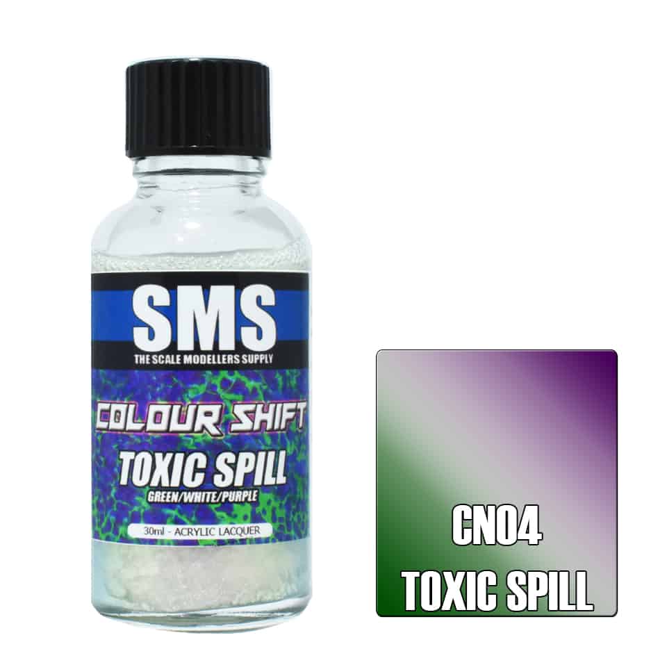 The Scale Modellers Supply - CN04 COLOUR SHIFT CHAMELEON TOXIC SPILL (GREEN/WHITE/PURPLE) Acrylic Lacquer 30ml Bottle