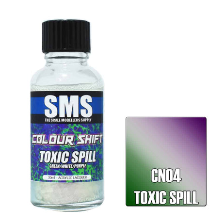 The Scale Modellers Supply - CN04 COLOUR SHIFT CHAMELEON TOXIC SPILL (GREEN/WHITE/PURPLE) Acrylic Lacquer 30ml Bottle