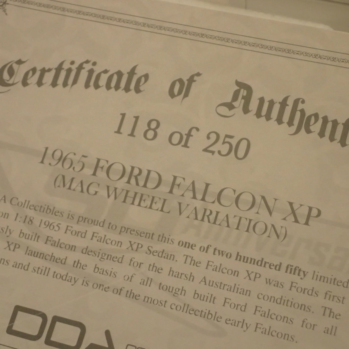 DDA DDA003-B - 1/18 Scale Artisan Collection 1965 Ford XP Falcon in White with Mag Wheel Variation Diecast Scale Model Replica