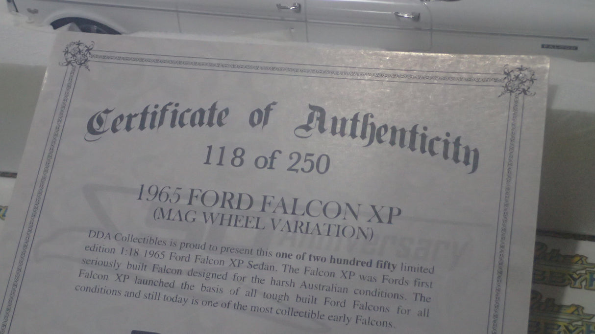 DDA DDA003-B - 1/18 Scale Artisan Collection 1965 Ford XP Falcon in White with Mag Wheel Variation Diecast Scale Model Replica