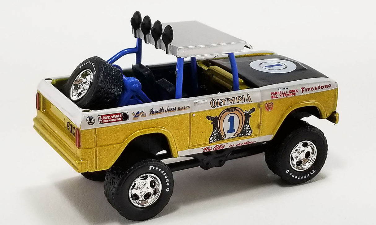 ACME GL-51487 - 1/64 Scale 1970 FORD BAJA BRONCO - BIG OLY TRIBUTE EDITION - ACME EXCLUSIVE Diecast Scale Model Replica