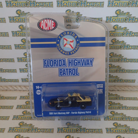 ACME EXCLUSIVE 51494 - 1/64 Scale 1991 FORD MUSTANG SSP FLORIDA HIGHWAY PATROL Diecast Scale Model Replica