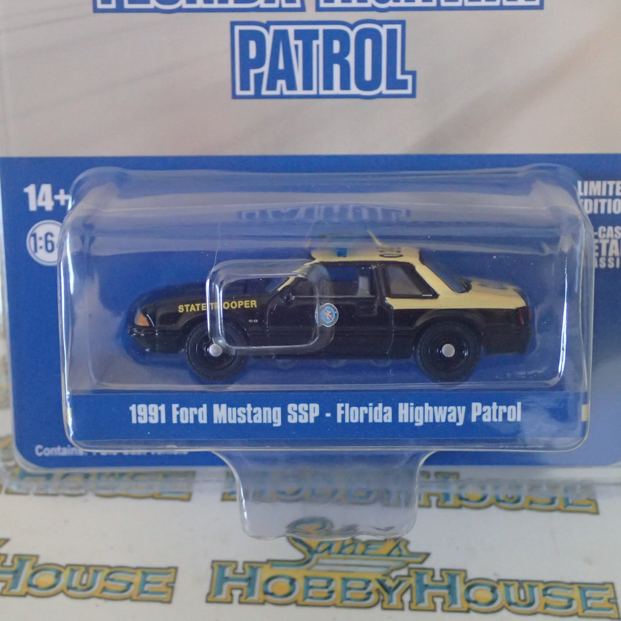 ACME EXCLUSIVE 51494 - 1/64 Scale 1991 FORD MUSTANG SSP FLORIDA HIGHWAY PATROL Diecast Scale Model Replica