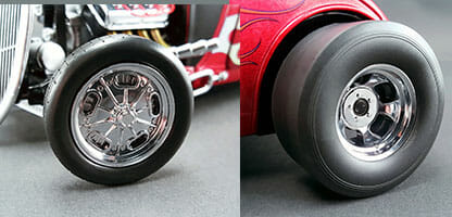 GMP 18841 - 1/18 Scale Chromed Hot Rod Drag Wheel & Tire Pack