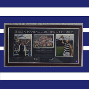 ELITE AUTHENTICS - GEELONG 2007 PREMIERS Personally signed by Captain Tom Harley & Coach Mark Thompson