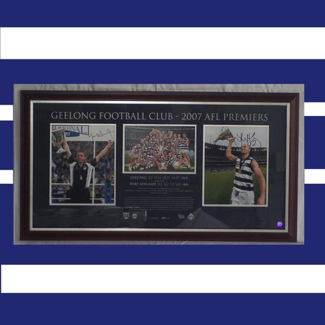 ELITE AUTHENTICS - GEELONG 2007 PREMIERS Personally signed by Captain Tom Harley & Coach Mark Thompson