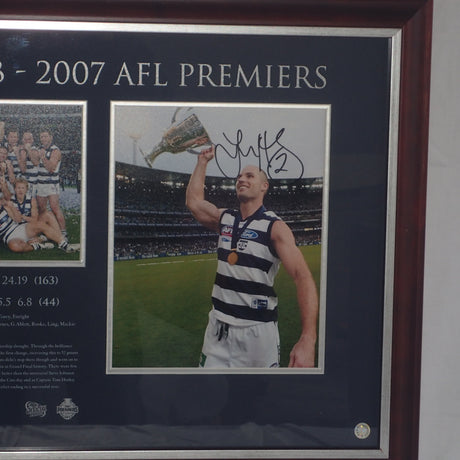 ELITE AUTHENTICS - GEELONG 2007 PREMIERS Personally signed by Captain Tom Harley & Coach Mark Thompson