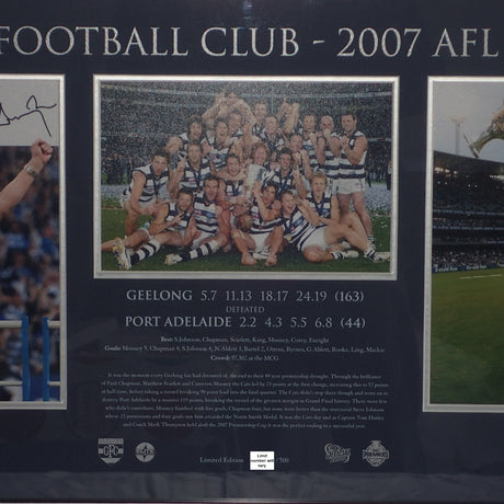 ELITE AUTHENTICS - GEELONG 2007 PREMIERS Personally signed by Captain Tom Harley & Coach Mark Thompson