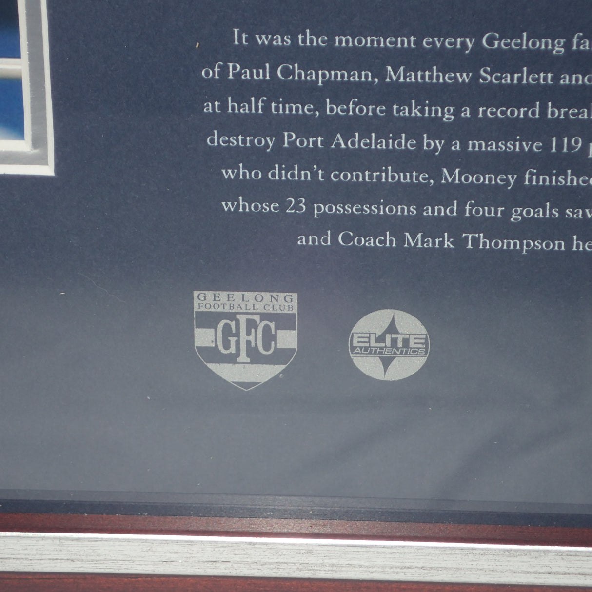 ELITE AUTHENTICS - GEELONG 2007 PREMIERS Personally signed by Captain Tom Harley & Coach Mark Thompson