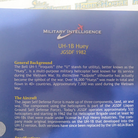 Hobby Master HH1002 -1:72 UH-1B Huey Ground Self-Defense Force Jgsdf 1st Helicopter Bgd, Japan1982