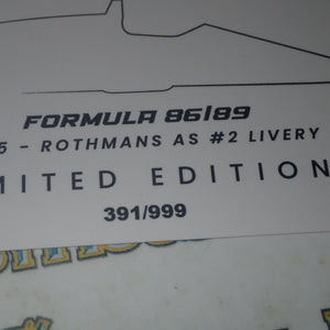 NSR HL05 - 1:32 SCALE FORMULA 86/89 - ROTHMANS AS #2 LIVERY
