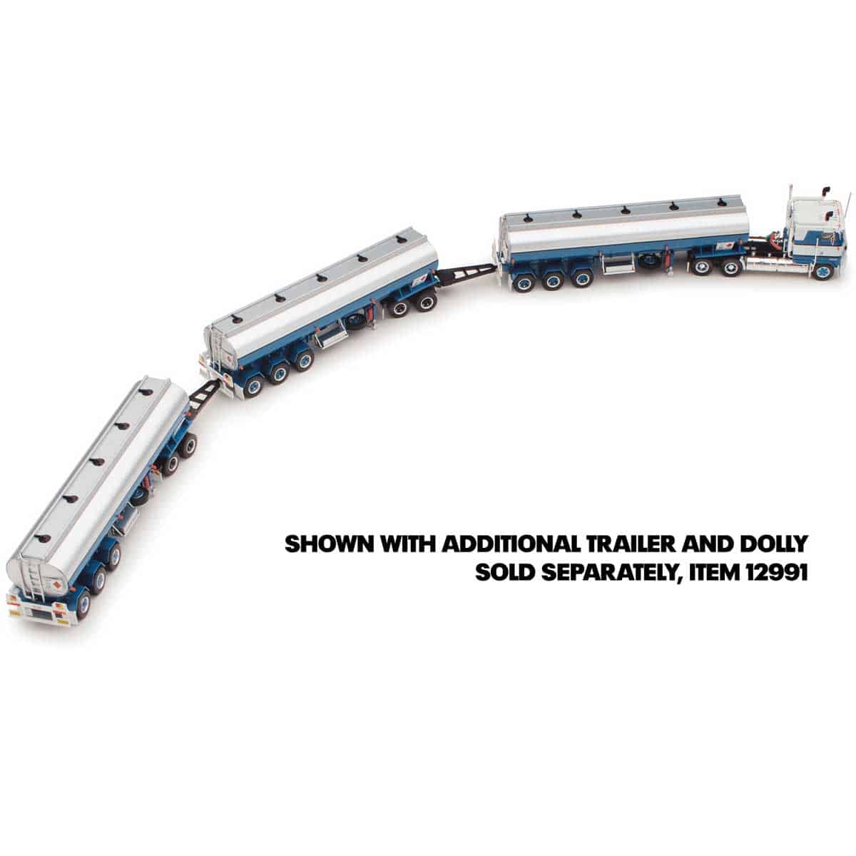 Highway Replicas - 1/64 Scale - #12009 Tanker Road Train in Blue & White Diecast Model Replica