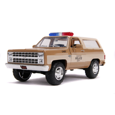 Jada Toys 31111 - 1/24 Scale - Hollywood Rides Series - Stranger Things - Hopper's Chevy Blazer with Police Badge Diecast Scale Model Replica