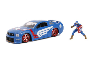 Jada - 1:24 Scale - Captain America - 2006 Ford Mustang GT Hollywood Ride Diecast Model Replica