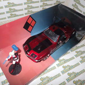Jada JAD31196 - 1/24 Scale Hollywood Ride Harley Quinn & 1969 Corvette Stingray Diecast Scale Model Replica