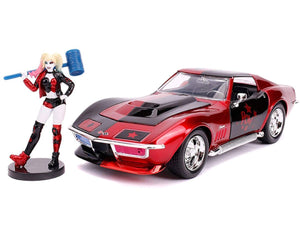 Jada JAD31196 - 1/24 Scale Hollywood Ride Harley Quinn & 1969 Corvette Stingray Diecast Scale Model Replica