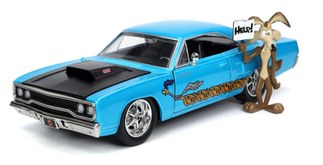 Jada Toys JAD32038 - Looney Tunes Plymouth Road Runner 1970 with Wile E Coyote 1:24 Scale Hollywood Ride