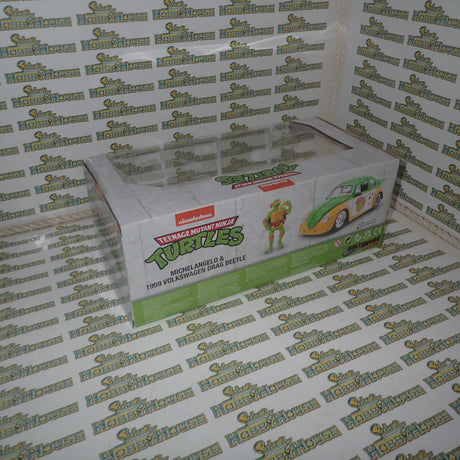 Jada Toys JAD33741 - 1/24 Scale Teenage Mutant Ninja Turtles (TV 1987) VW Beetle with Michelangelo Diecast Model Replica