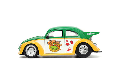 Jada Toys JAD33741 - 1/24 Scale Teenage Mutant Ninja Turtles (TV 1987) VW Beetle with Michelangelo Diecast Model Replica