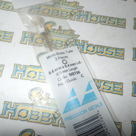 Albion Alloys MBT06 - Precision Metals Micro Brass Round Tube (0.6mm X 0.4mm) 305mm Long