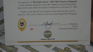 LEGEND MEMORABILIA MEM08 The Perfect Storm Signed 2007 Melbourne Storm Premiers Team Lithograph ex shop display