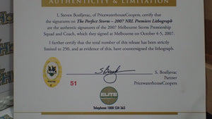 LEGEND MEMORABILIA MEM08 The Perfect Storm Signed 2007 Melbourne Storm Premiers Team Lithograph ex shop display
