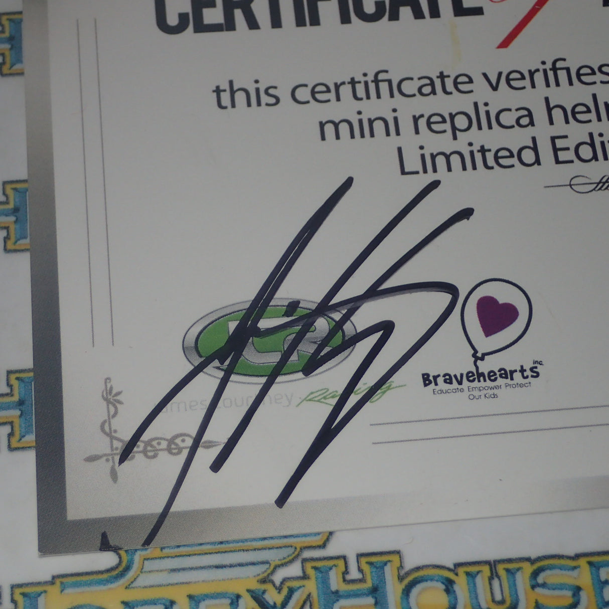 MiniHelmets MH201310 - 1:2 Scale James Courtney Special Edition Limited Edition Signed Certificate