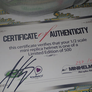 MiniHelmets MH201310 - 1:2 Scale James Courtney Special Edition Limited Edition Signed Certificate
