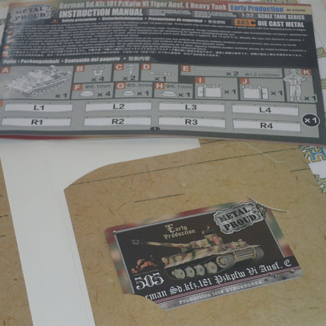 Forces of Valor MP-912043C - 1/32 [Engine Plus Series] German Sd.Kfz.181 PzKpfw VI Tiger Ausf. E heavy tank Tiger I (Early production model) Scale Model Replica