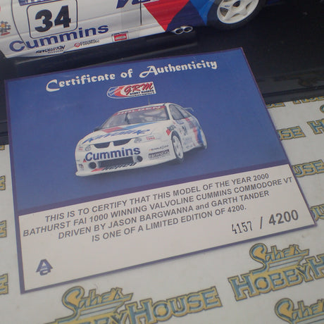 Biante/AutoArt - Diecast 1:18 2000 BATHURST WINNER HOLDEN VT COMMODORE TANDER / BARGWANNA