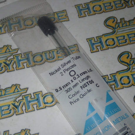 Albion Alloys NST05 - Precision Metals Nickel Silver Tube (0.5mm X 0.3mm) 305mm Long