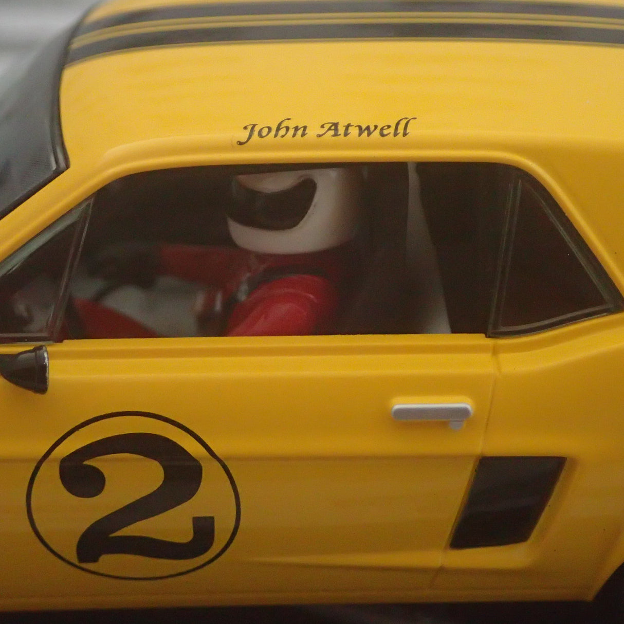 PIONEER SLOT CARS - P069 Mustang Notchback T/A yellow #2 'John Atwell'